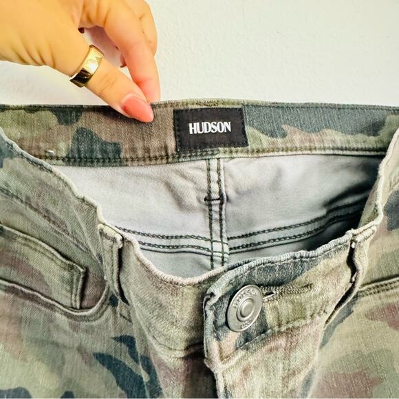 HUDSON Tan Olive Camo Print Barbara High Rise Super Skinny Leg Denim Jeans 29 - Picture 4 of 15